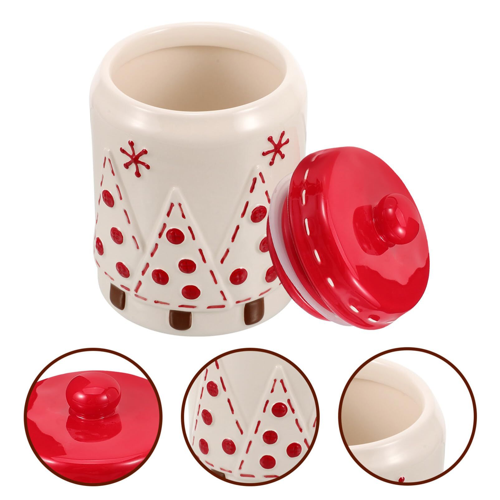 Cute viento de Navidad cerámico sellado de cerámica frasco con sabor de cerámica taza de Navidad con cubierta de almacenamiento ornamentos regalos