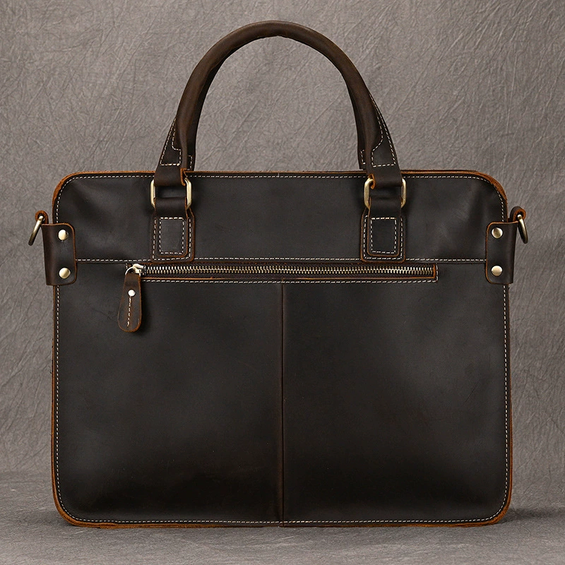 Retro one-shoulder bag, leather shoulder bag, laptop, cowhide