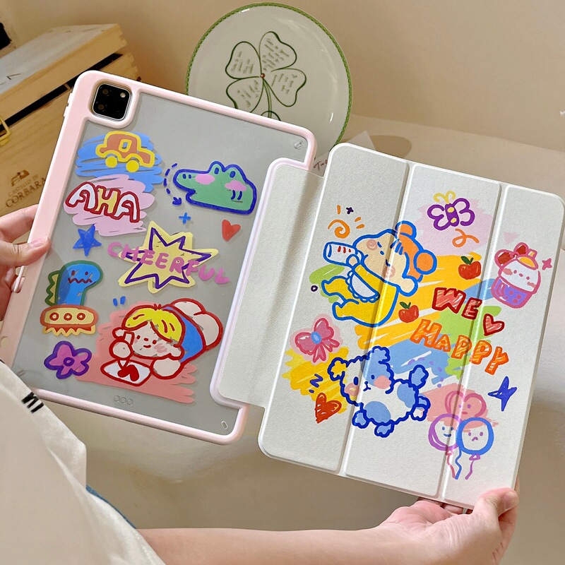 iPad Magnetic Acrylic Graffiti Cartoon Protective Case Suitable for iPad Air5 and iPad Mini6 Tablet Protection