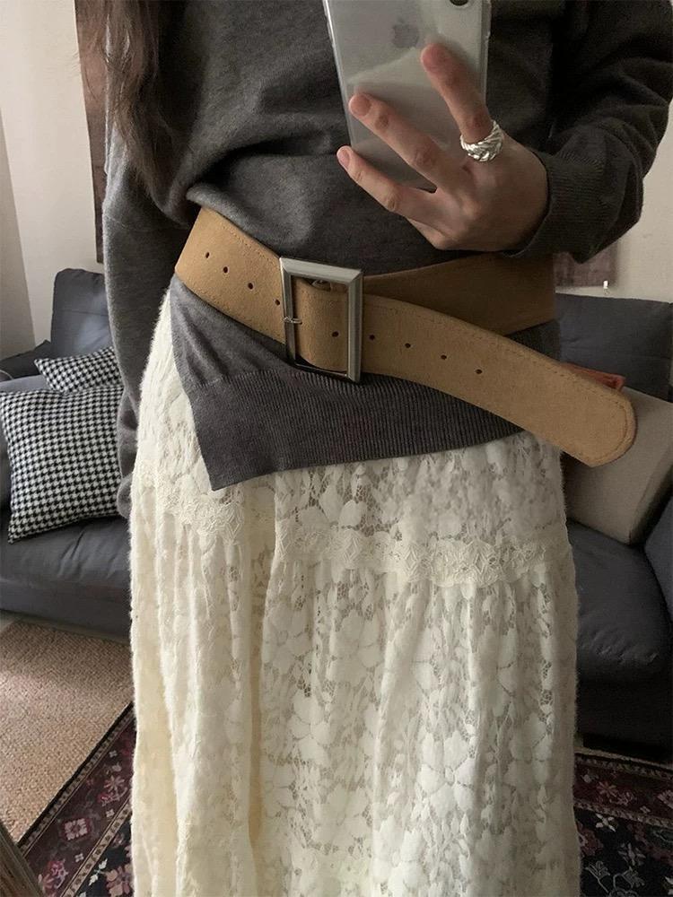 Primavera y verano nuevo estilo coreano damas cinturón ancho de terciopelo imitación de terciopelo cuadrado cinturón de abrazadera de cintura con abrigo simple