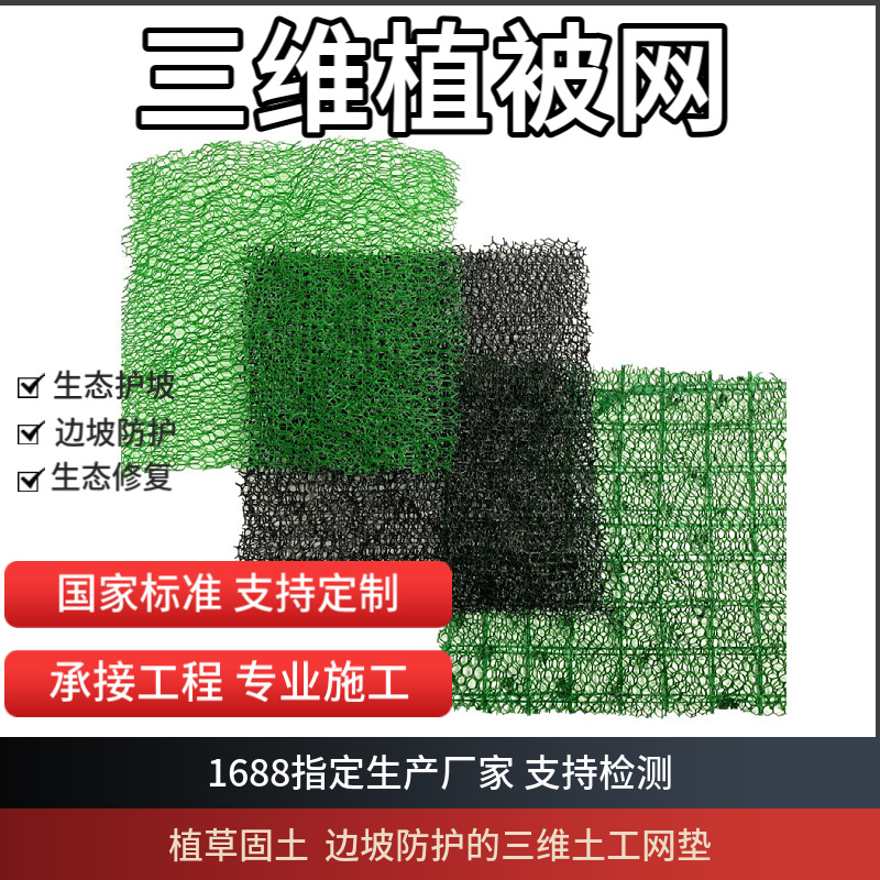 EM5三维植被网生态恢复山体绿化黑色绿色护坡固土加筋土工网垫