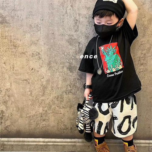 Boys' short-sleeved T-shirt 2024 summer new style homemade baby style half-sleeved small and medium-sized children's trendy brand children's top thin