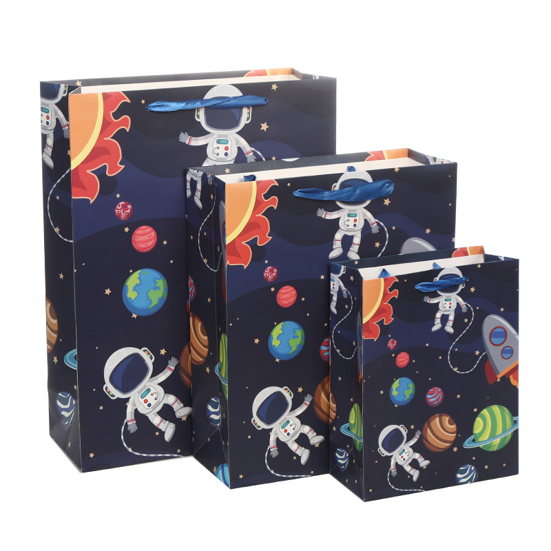 新款亚马逊太空宇航员生日派对礼品糖果创意卡通购物纸袋礼品袋