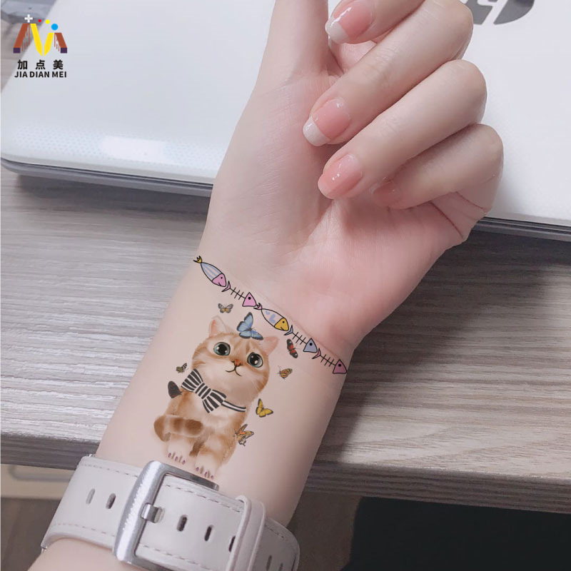 Protección del medio ambiente a prueba de agua sudor desechable lindo gato divertido tatuaje pegatinas cicatriz personalizada cubriendo fresco hombres y mujeres tatuaje