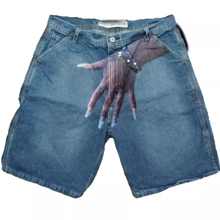 (Cross-border trading), summer denim skirt hip-hop style, shorts for leisure, European style, print