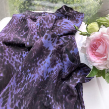 紫色豹纹·浪漫法式腔调 复古气质 高腰松紧45度斜裁砂洗真丝半裙
