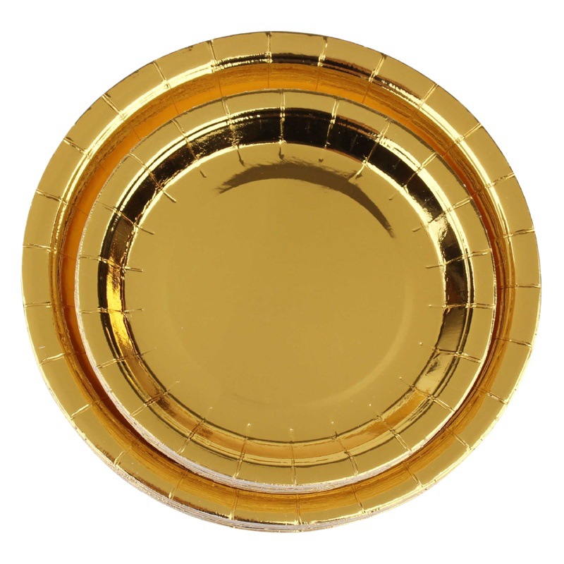 Oro bronceado desechable vajilla traje taza de papel plato de papel mantel fiesta lugar suministros decoración bronceado oro