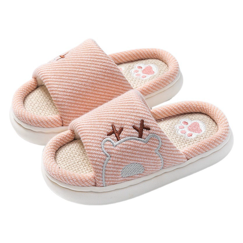 Детские льняные тапочки для мальчиков, домашние тапочки с противоскользящей подошвой для родителей и детей, тапочки, маленькие, средние и детские тапочки для девочек, летние тапочки из хлопка и льна, летние