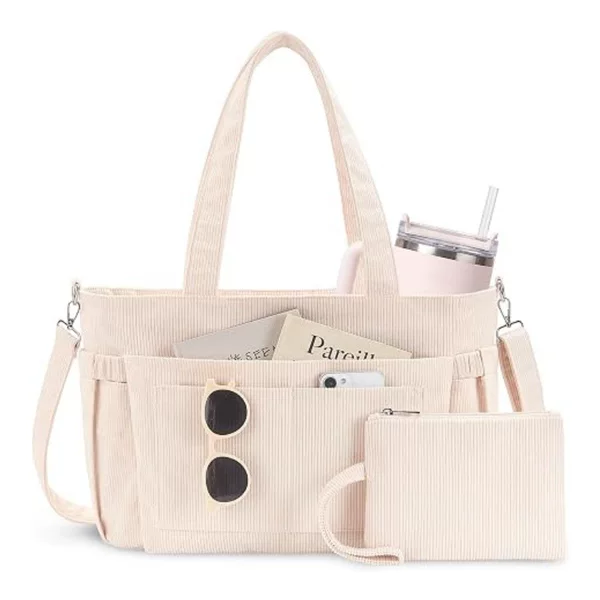 Amazon portable travel corduroy tote bag for nurses, notebooks, workbooks, and laptops