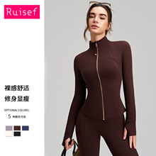 新款运动外套女修身显瘦瑜伽上衣长袖带指套立领高级感瑜伽服