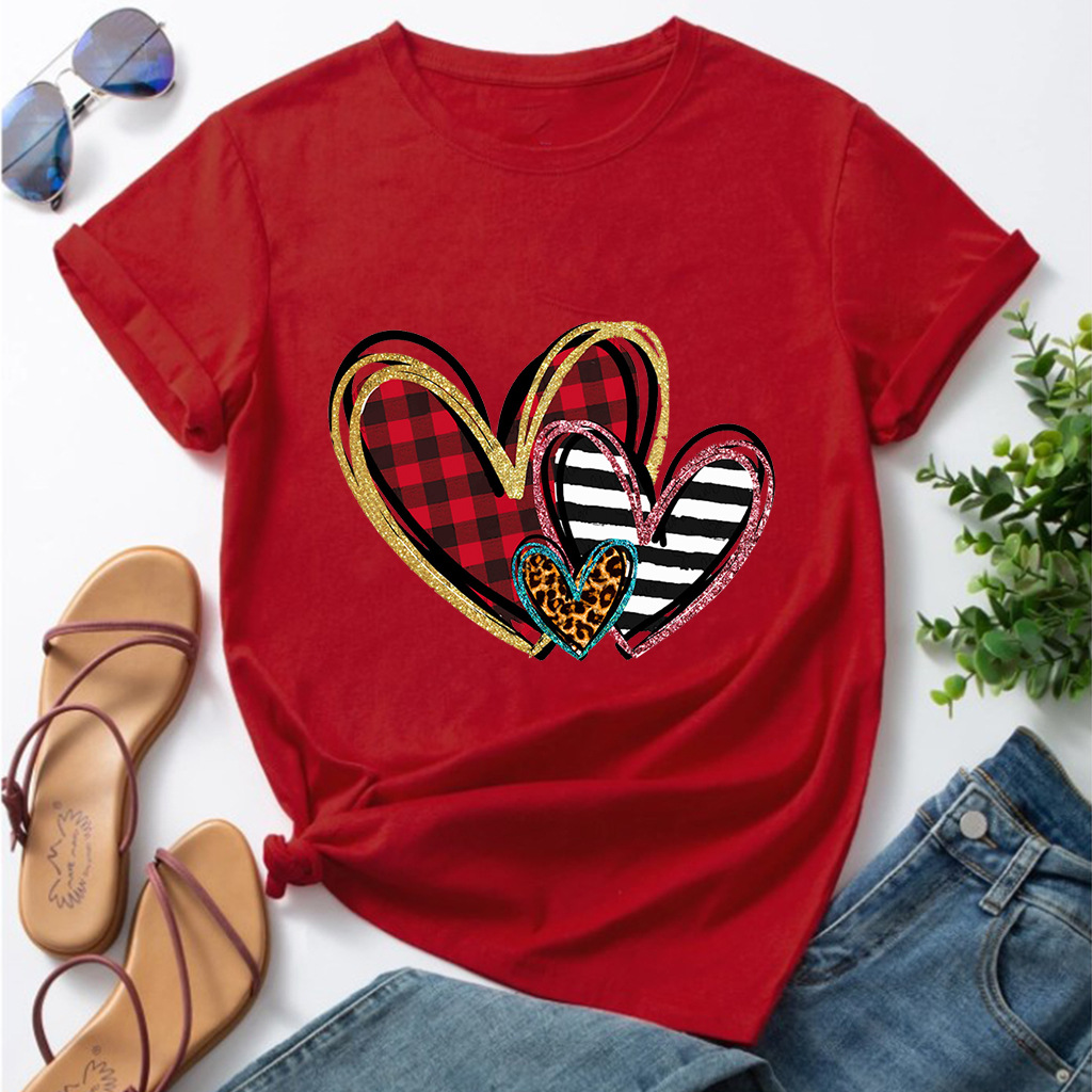 Unisex T-shirt Short Sleeve T-shirts Streetwear Heart Shape display picture 1