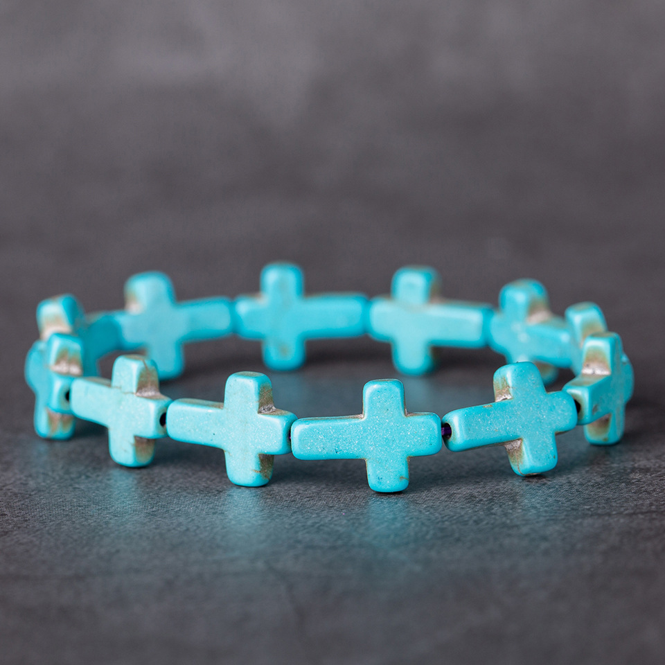 Turquoise Cross Bead Fashion Bracelet Jewelry Wholesale Nihaojewelry display picture 1