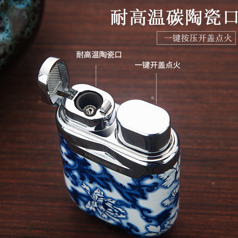 百誠防風インフレータブル金属ライター直沖ブルー炎シガレット器高級男性ファッションプレゼント煙具卸売り|undefined