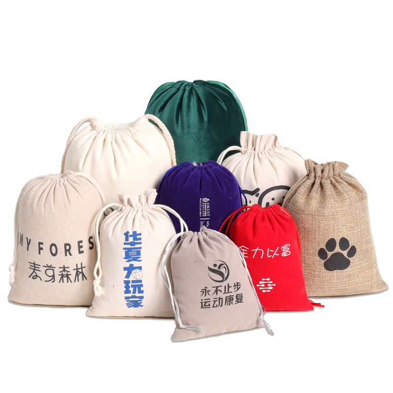 ベルベット巾着ポケット、巾着巾着綿袋、ジュエリー、おもちゃ、小さな布袋、キャンバスリネン巾着ポケット、卸売カスタマイズ|undefined