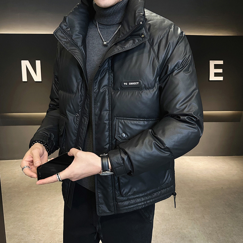 Invierno hombre collar 50 chaqueta de plumón blanco moda moda suelta casual versátil chaqueta de plumón