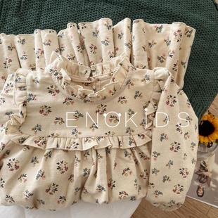 2025 New Style Girls' Elegant Floral Forest-Style Dress Autumn and Winter Children's Korean Version Loose Artistic Long Dress Foreign Trade