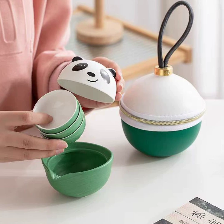 Tea set for traveling, Birthday gift, panda