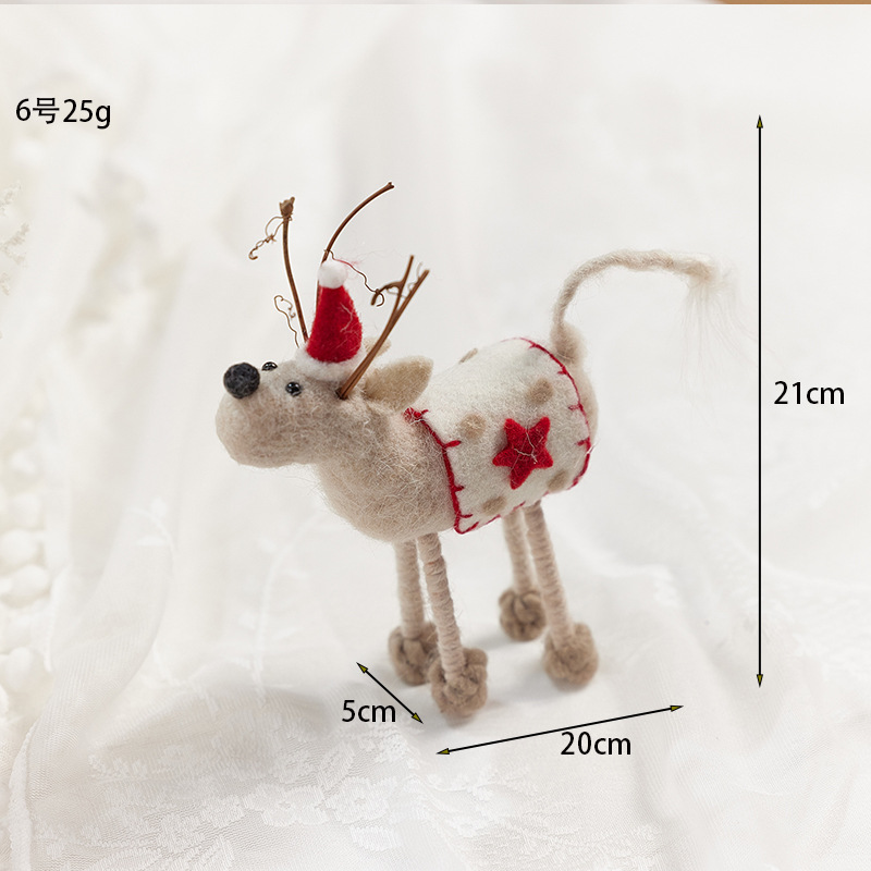 Adornos de fieltro de lana de Navidad acabados, muñeco de nieve anciano, muñeca, alce, decoraciones de Navidad para escritorio, regalos de Navidad