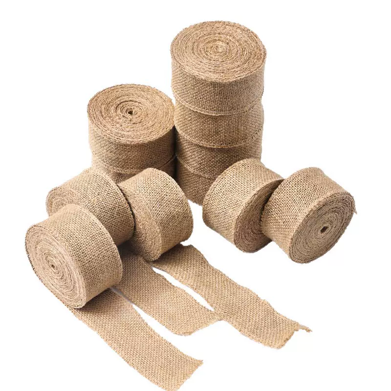 编织黄麻织带麻布卷礼品饰品拷边麻卷 手工DIY麻布条批发