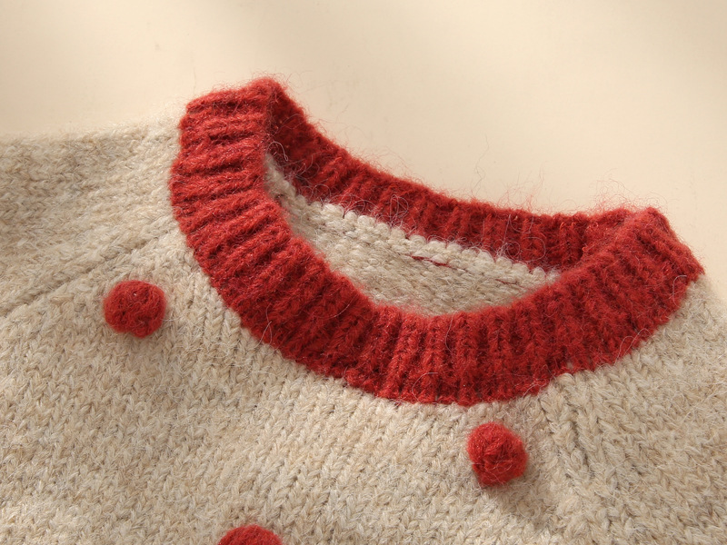 Children's sweater three-dimensional handmade ball boys and girls Christmas New Year children's sweater children's clothing wholesale primary supply