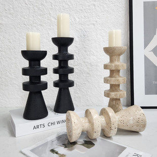 New Chinoiserie Candle Holder Marble Geometric Ornaments Desk Entrance Walkway Tea Room Living Room Desktop Home Decoration