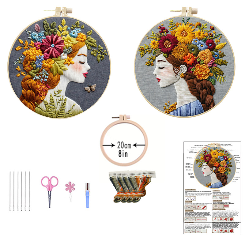 Flores transfronterizas niñas bordadas a mano DIY material paquete de paquetes DIY Inglés ilustración bordado de cruz