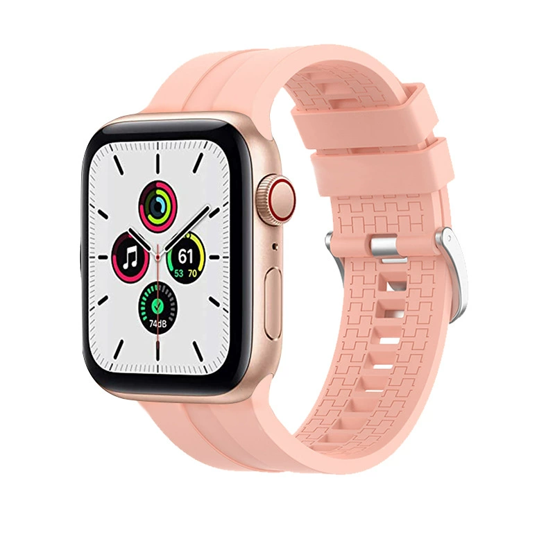 Подходит для iWatch серии 7/6/5/4/3/2/1/SE однотонный спортивный дышащий силиконовый ремешок