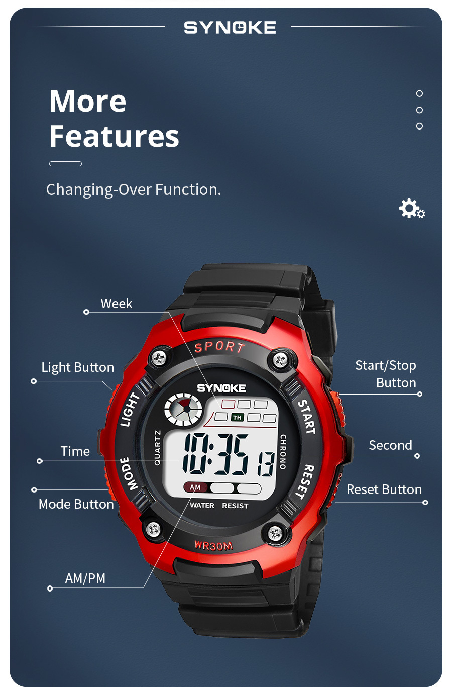 SYNOKE brand student watch children's watch fashion boy electronic watch waterproof alarm multi-function watch_voghion.com
