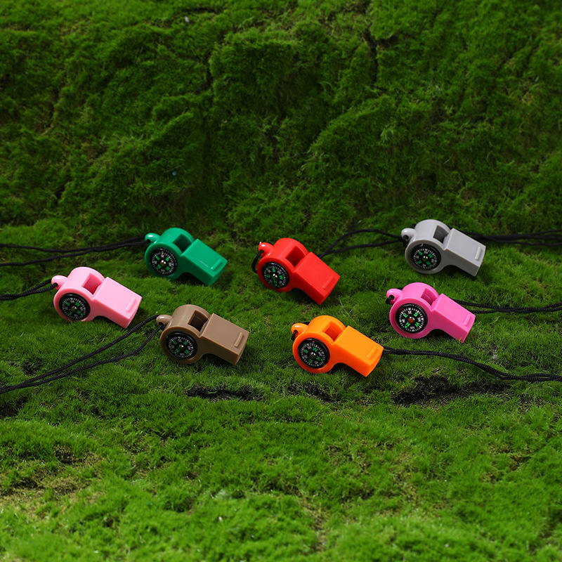 Colorful, thickened, two-in-one multi-functional whistle for outdoor exploration, survival whistle, and compass, suitable for children