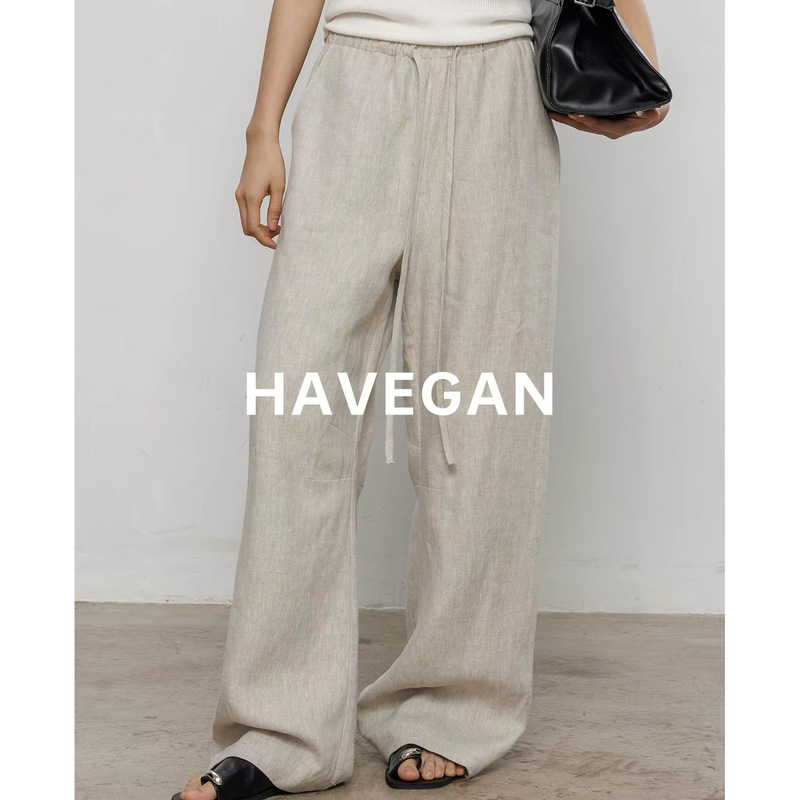 Havegan/Loose 100% Linen Wide-Leg Casual Pants for Women Summer 2026 New Style Relaxed Draped Long Pants Havegan/Loose 100% Linen Wide-Leg Casual Pants for Women Summer 2026 New Style Relaxed Draped Long Pants
