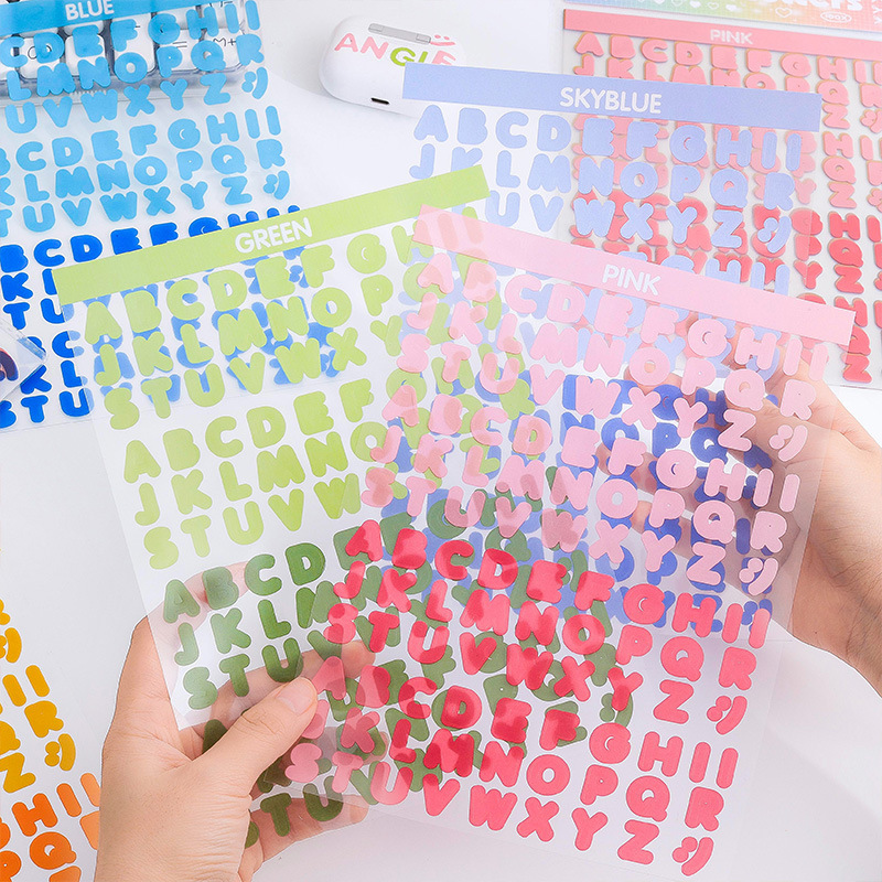 Vitalidad letras transparentes pegatinas de mascotas impermeables transfronterizas Inglés libro de mano material pegatinas pegatinas de letras inglesas coloridas