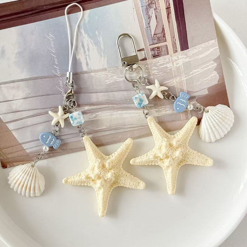 Original ocean-themed natural shell decorative keychain, starfish versatile phone pendant, holiday bag accessory, versatile Original ocean-themed natural shell decorative keychain, starfish versatile phone pendant, holiday bag accessory, versatile