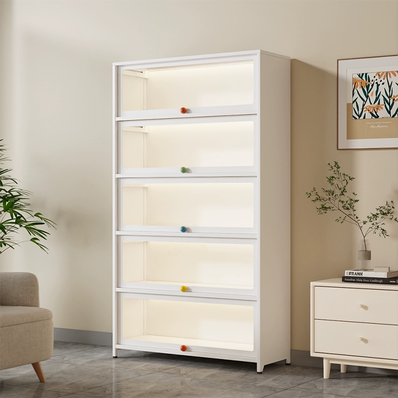 Стальной книжный шкаф, многослойная детская книжная полка, домашняя гостиная, напольный шкаф для хранения, пылезащитная стеклянная дверь, витрина, железный шкаф