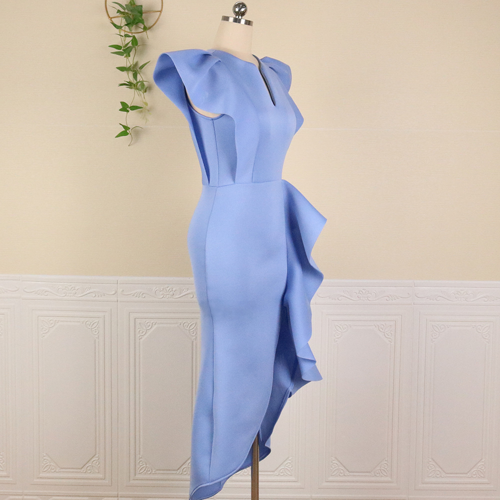 Plus Size Women's Dress With Ruffled Irregular Hem For Parties_voghion.com