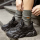 cityboy thick line socks Yu Wenle with embroidery letters ins Korean fashion brand Cotton couples mid-tube men's socks
