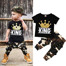 I 49378 Kids Crown Print Top Set ��ͯ��ĸ���� ŷ���羳