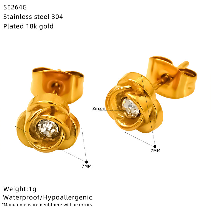 1 Pair Quantity 1 Pair IG Style Classic Style Heart Shape Flower Bow Knot 304 Stainless Steel Ear Studs
