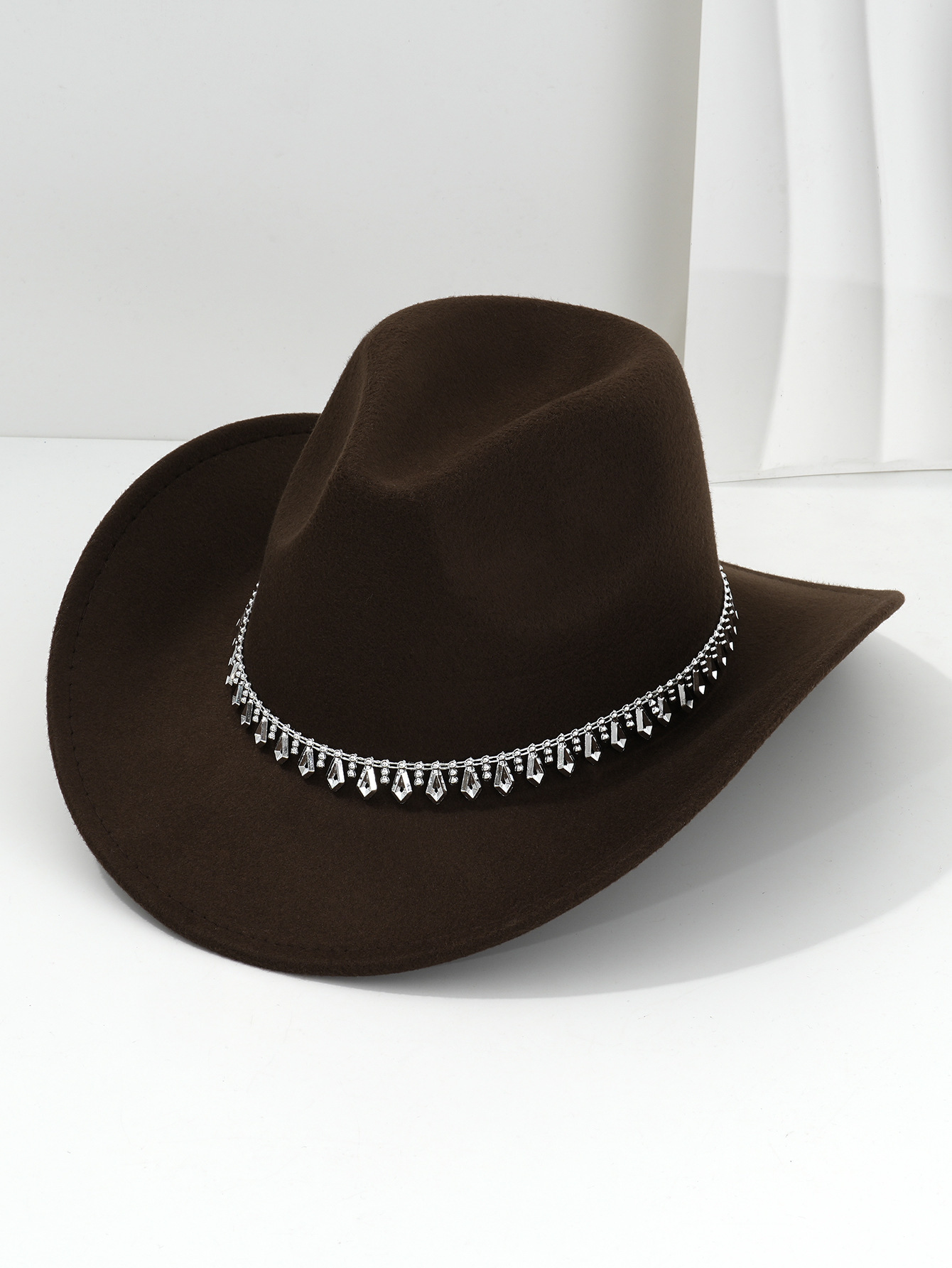 Cappello da cowboy western con strass in feltro morbido jazz_voghion.com