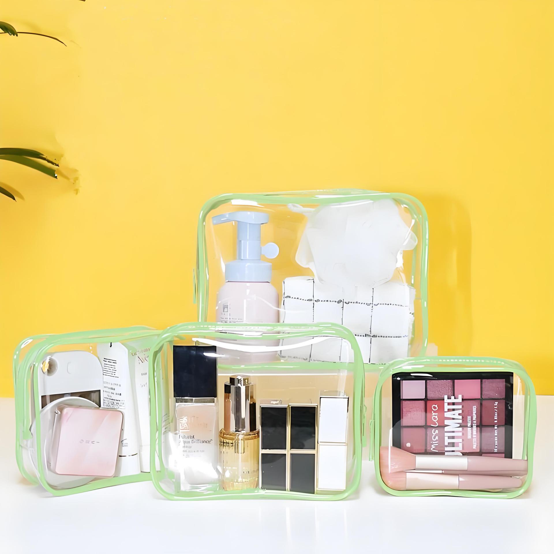 Bolsa de Aseo Transparente Transfronteriza, Bolsa de Cosméticos con Cremallera Conveniente, Bolsa de Almacenamiento para Objetos Diversos del Aeropuerto, Bolsa Transparente de PVC Engrosada al por Mayor