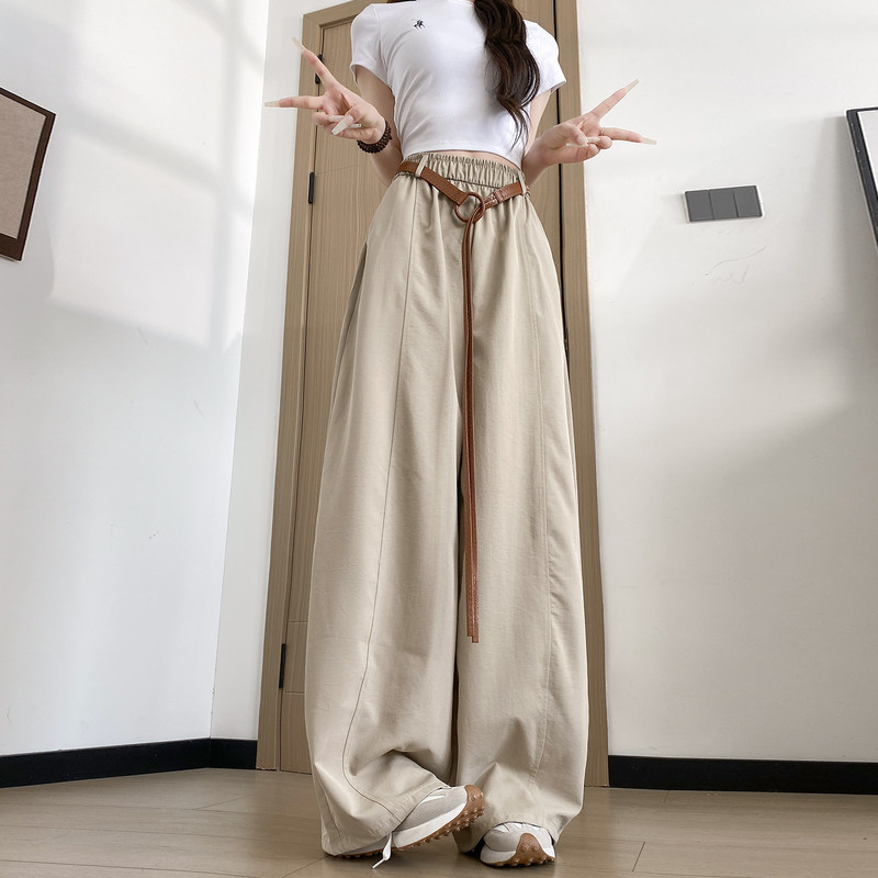 Khaki Wide-Leg Pants for Women 2026 New Summer Thin Style Yamamoto Pants Loose Casual Petite Sports Pants