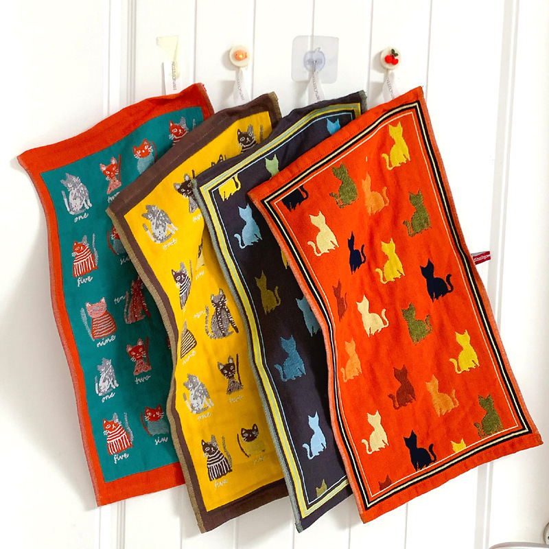 Full color pure cartoon three-layer gauze towel lovers face towel adult face towel creative wholesale 35*75