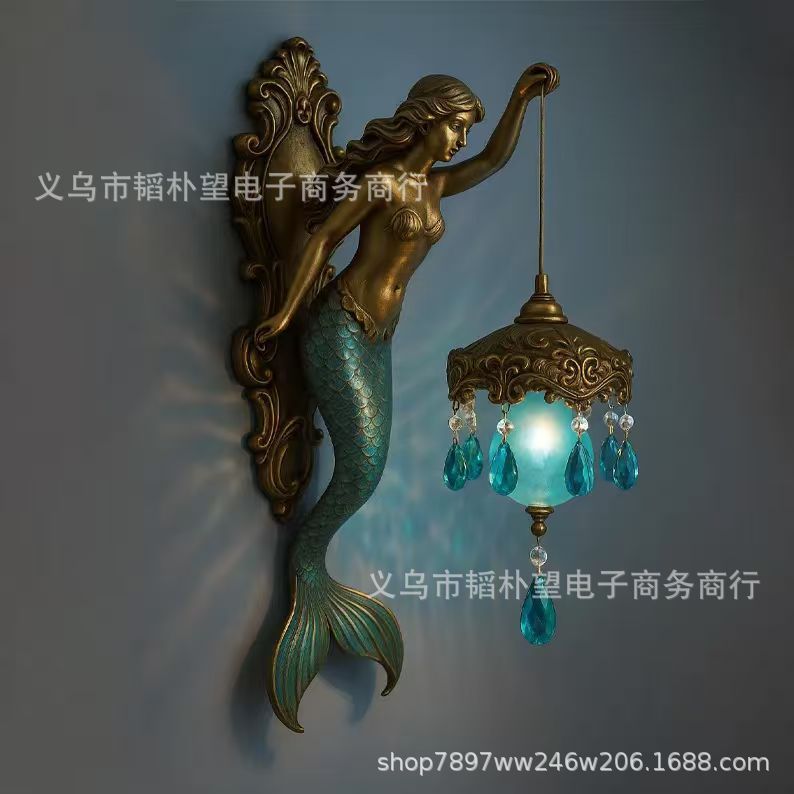 跨境新款Mermaid Wall Lamp美人鱼壁灯门窗装饰品|undefined