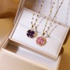 Female titanium necklace 2022 new pattern violet zircon love Necklace fashion temperament crystal personality clavicle