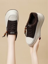 真皮巨好看增高厚底鞋女2025新款配阔腿裤松糕鞋休闲板鞋女鞋冬季