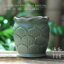多肉花盆陶瓷兰花盆文竹蝴蝶兰紫砂中小老桩创意手绘粗陶
