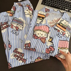 ins风卡通kt猫睡衣女款春秋季长袖长裤云朵棉可爱学生家居服套装