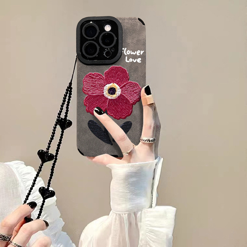 Oil Painting Safflower Chain for Apple 16Pro Phone Case 15/14 Silicone Drop-Resistant 13 Suede 12 Premium Sense Oil Painting Safflower Chain for Apple 16Pro Phone Case 15/14 Silicone Drop-Resistant 13 Suede 12 Premium Sense