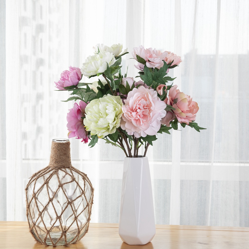 仿真花單枝牡丹中式廠家家居裝飾婚慶手捧花路引花牆DY1-1911A