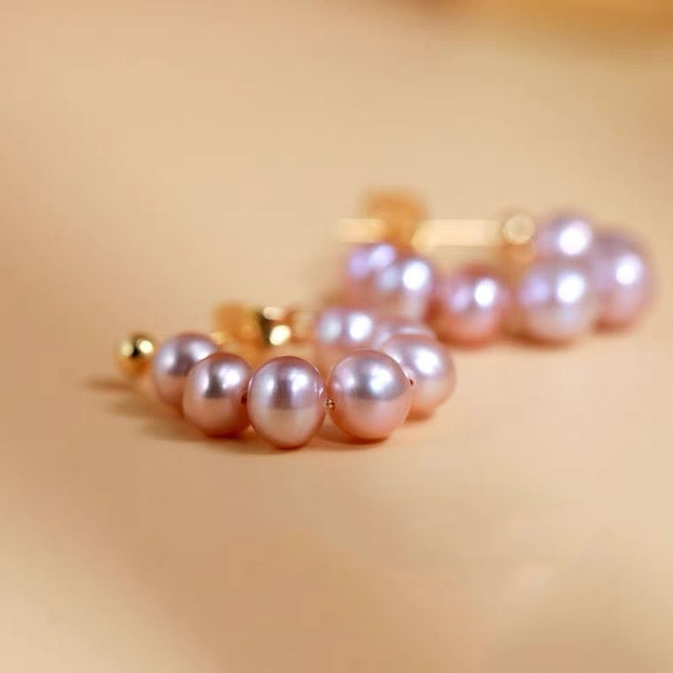 7구슬 귀걸이 [퍼플핑크 펄]