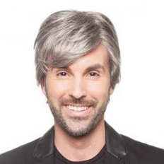 New middle-aged men's gray wig head cover wig